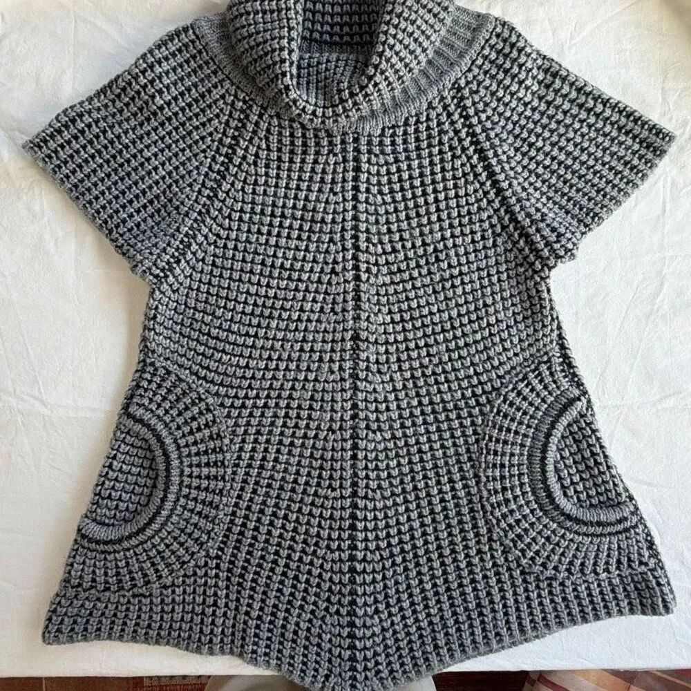 Joseph Ribkoff Chucky Knit Tunic Sweater Dress Small Cowl Neck Circle Pockets